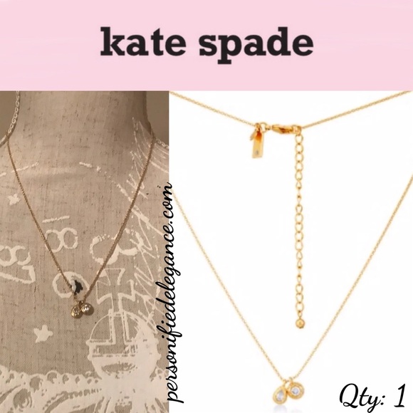 NEW Kate Spade Elegant Edge Dangle Charm Pendant Gold Tone Fashion Necklace - Picture 1 of 10